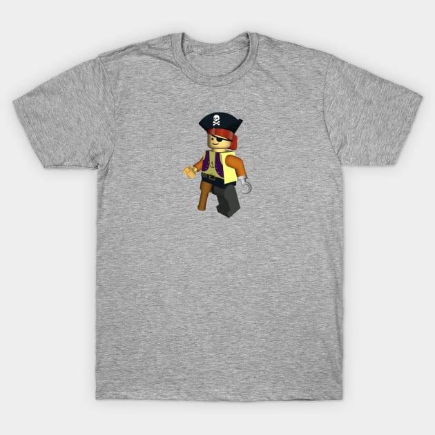 Building Block Pirate Retro Drawing T-Shirt by Braznyc